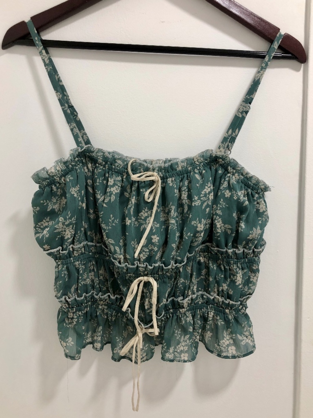 Thirty Thirty LA Sage Green Floral Babydoll Cami Size L